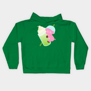 Matcha Frappuccino Pig Kids Hoodie